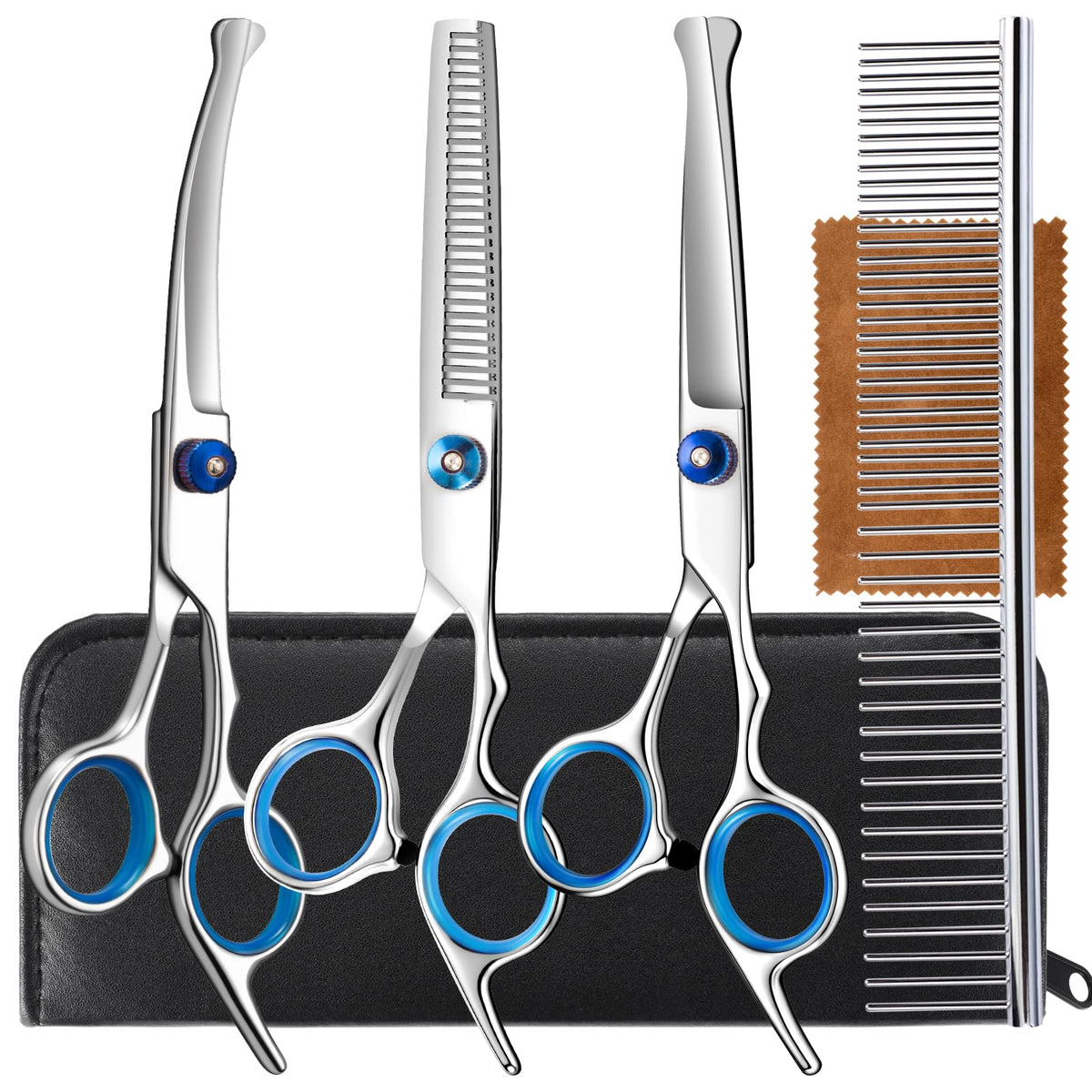 Lengnoyp 5-in-1 thinning shears for dogs for precise thinning without tugging fur.