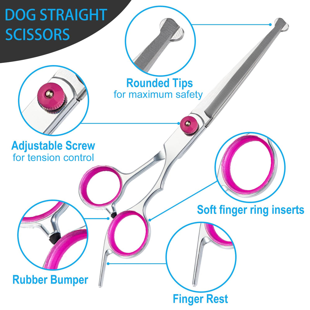 Lengnoyp safety round tips pet grooming scissors reduce nicks during trims