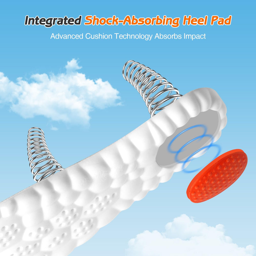 Lennoos heel shock pad absorbs impact for heel and knee relief during activity.