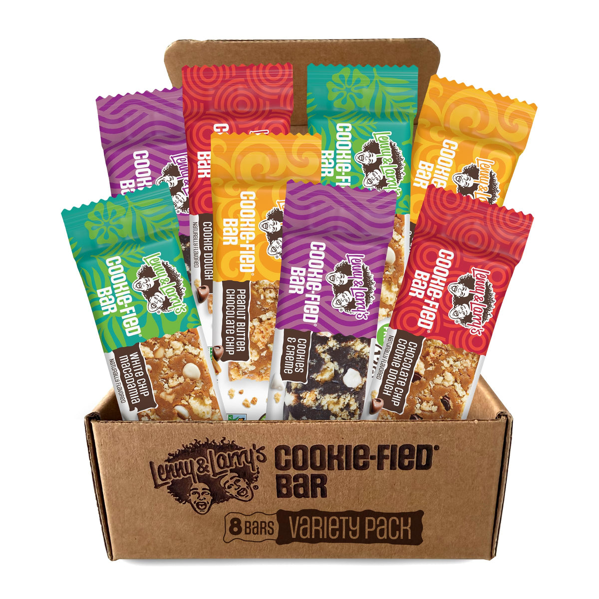 Lenny & Larry’s Cookie-fied variety pack eight bars for protein on the go.