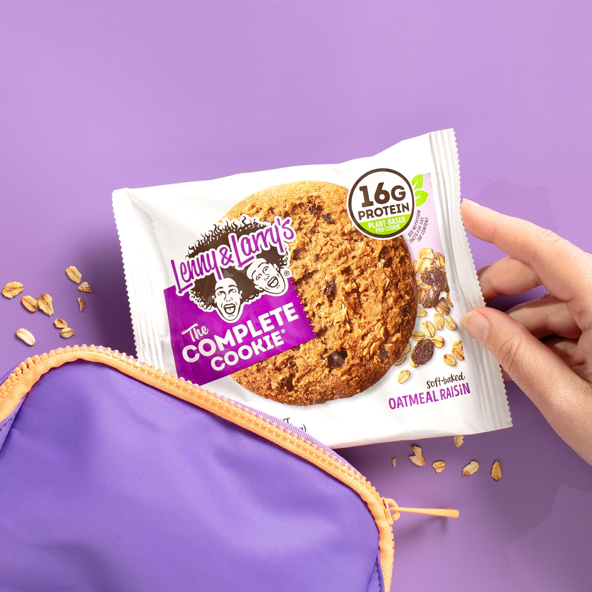 Lenny & Larry's Complete Cookie packaging close-up emphasizes value and convenience.