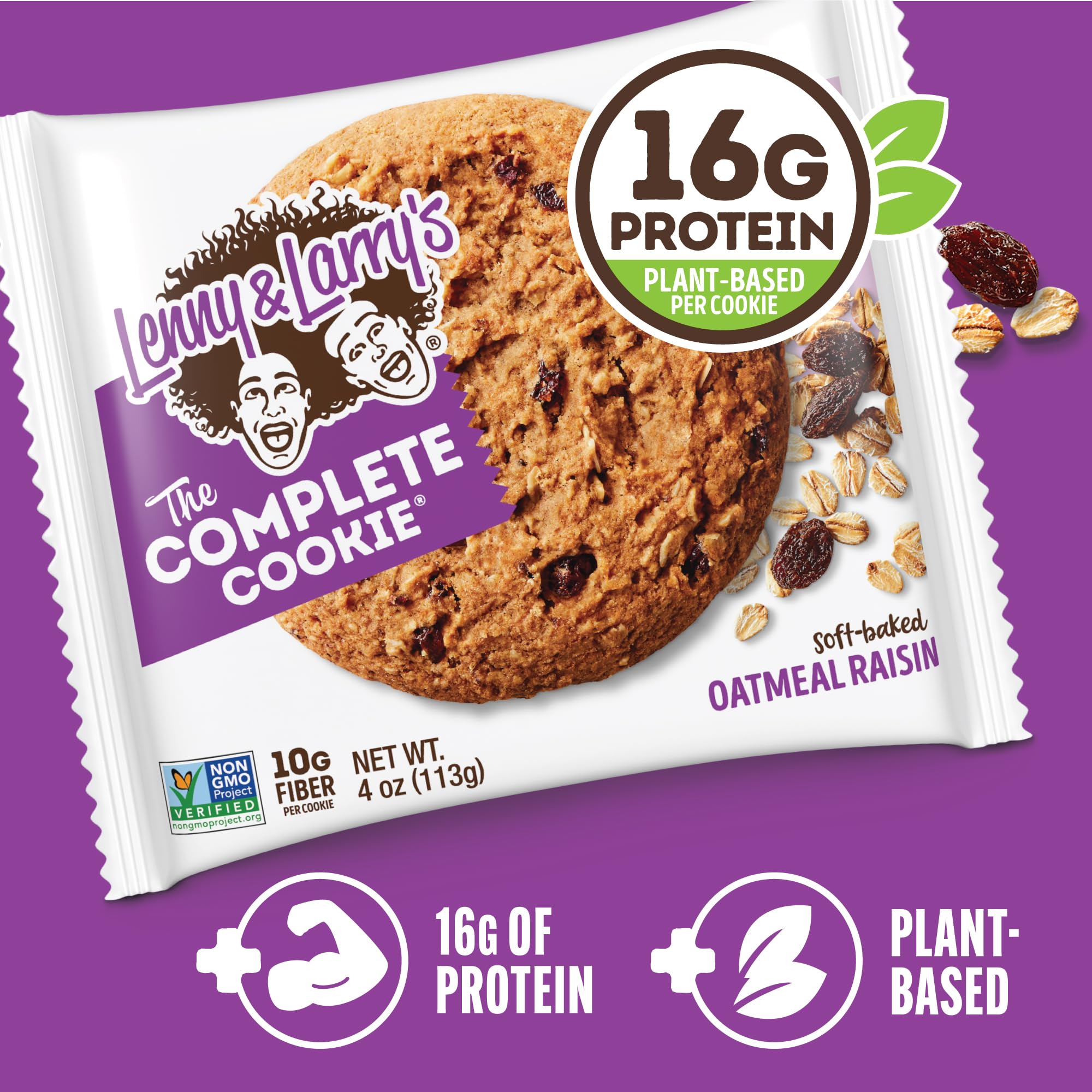 Lenny & Larry's Complete Cookie plated serving suggests a convenient snack.