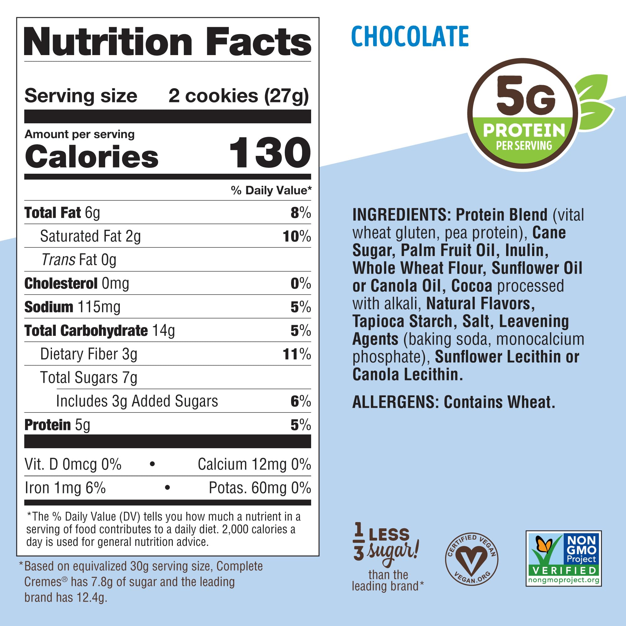 Lenny & Larry's Complete Cremes chocolate sandwich cookies with no high fructose corn syrup.