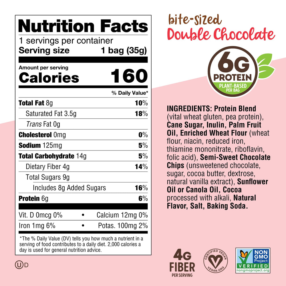 Lenny and Larry's Complete Crunchy Cookie ingredients panel highlighting vegan values.