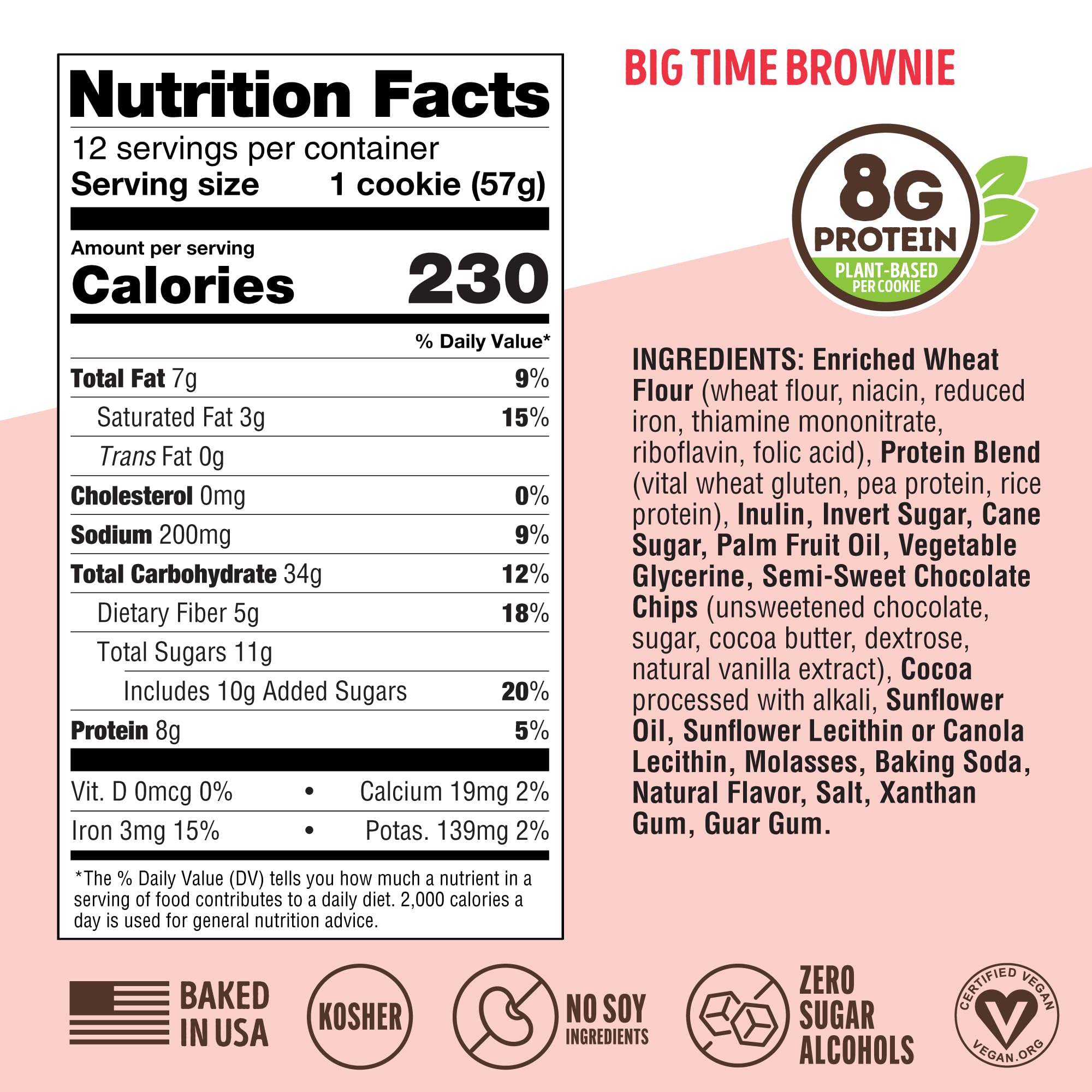 Fiber content details highlighted on Lenny & Larry's cookie label