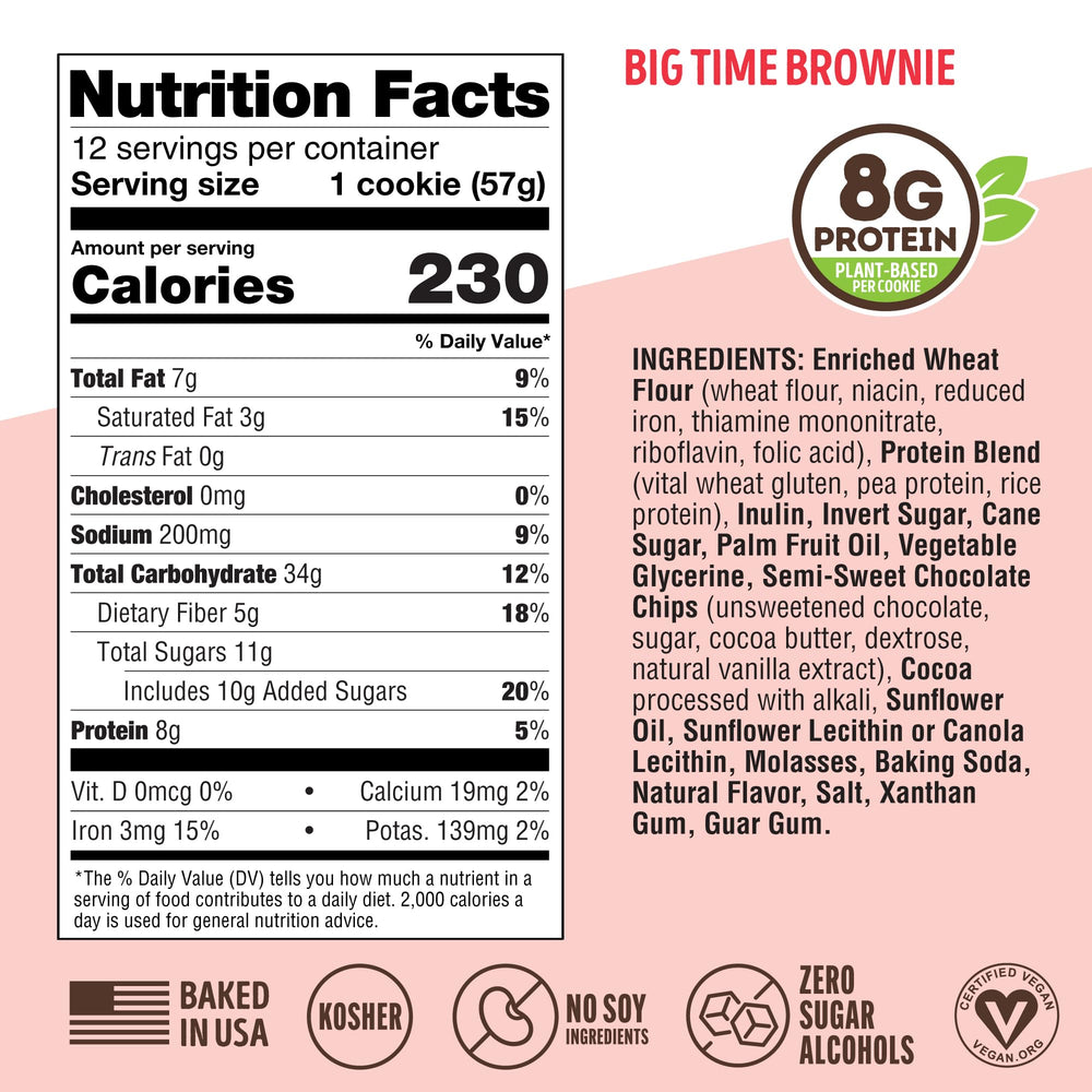 Fiber content details highlighted on Lenny & Larry's cookie label