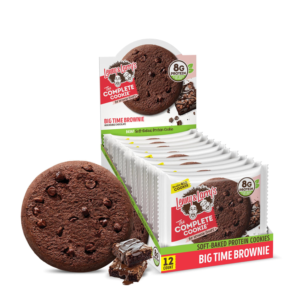 Lenny & Larry's Complete Protein Cookie Big Time Brownie 12-pack box for convenient snacking