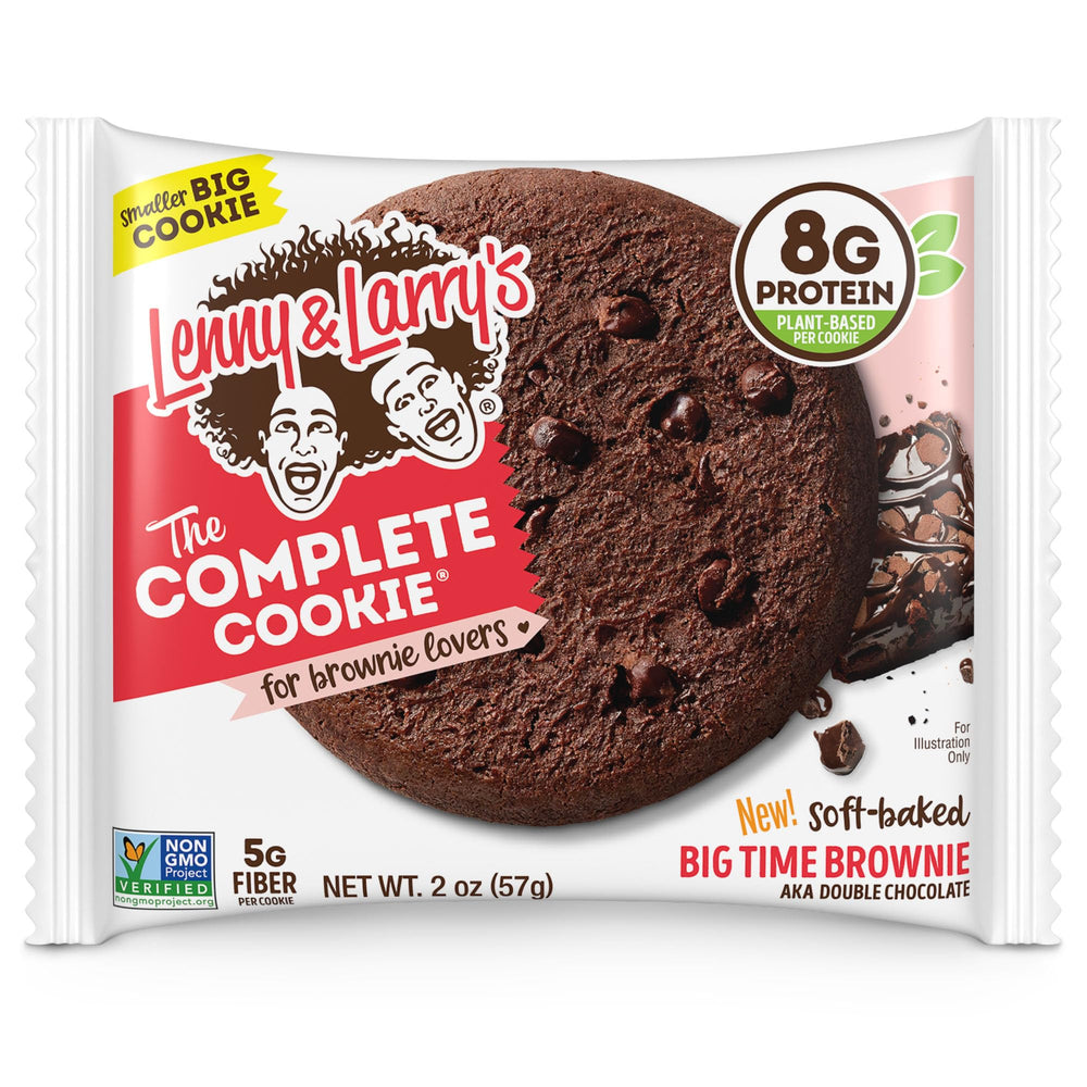 Soft-baked texture of Lenny & Larry's Big Time Brownie cookie