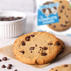 Lenny & Larry's Complete Protein Cookie chocolate chip close-up showing melted chips.