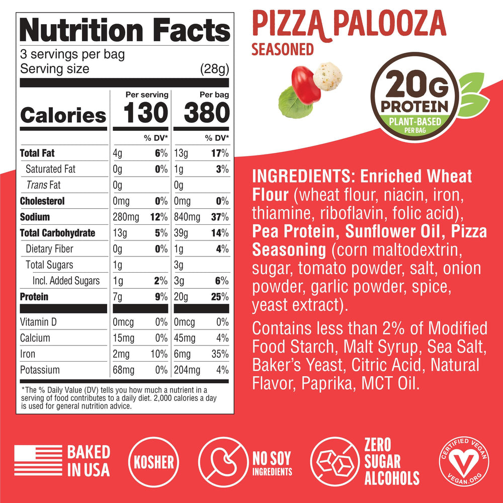 Lenny & Larrys Fitzels 20 g plant-based protein per bag.
