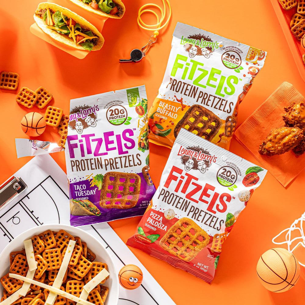 Pizza flavor FITZELS bites; tangy, savory crunch for quick snacking.