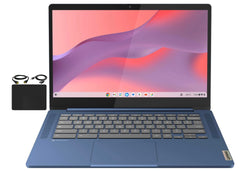 Lenovo Flagship Chromebook 14 front view in Abyss Blue for mobility and style.