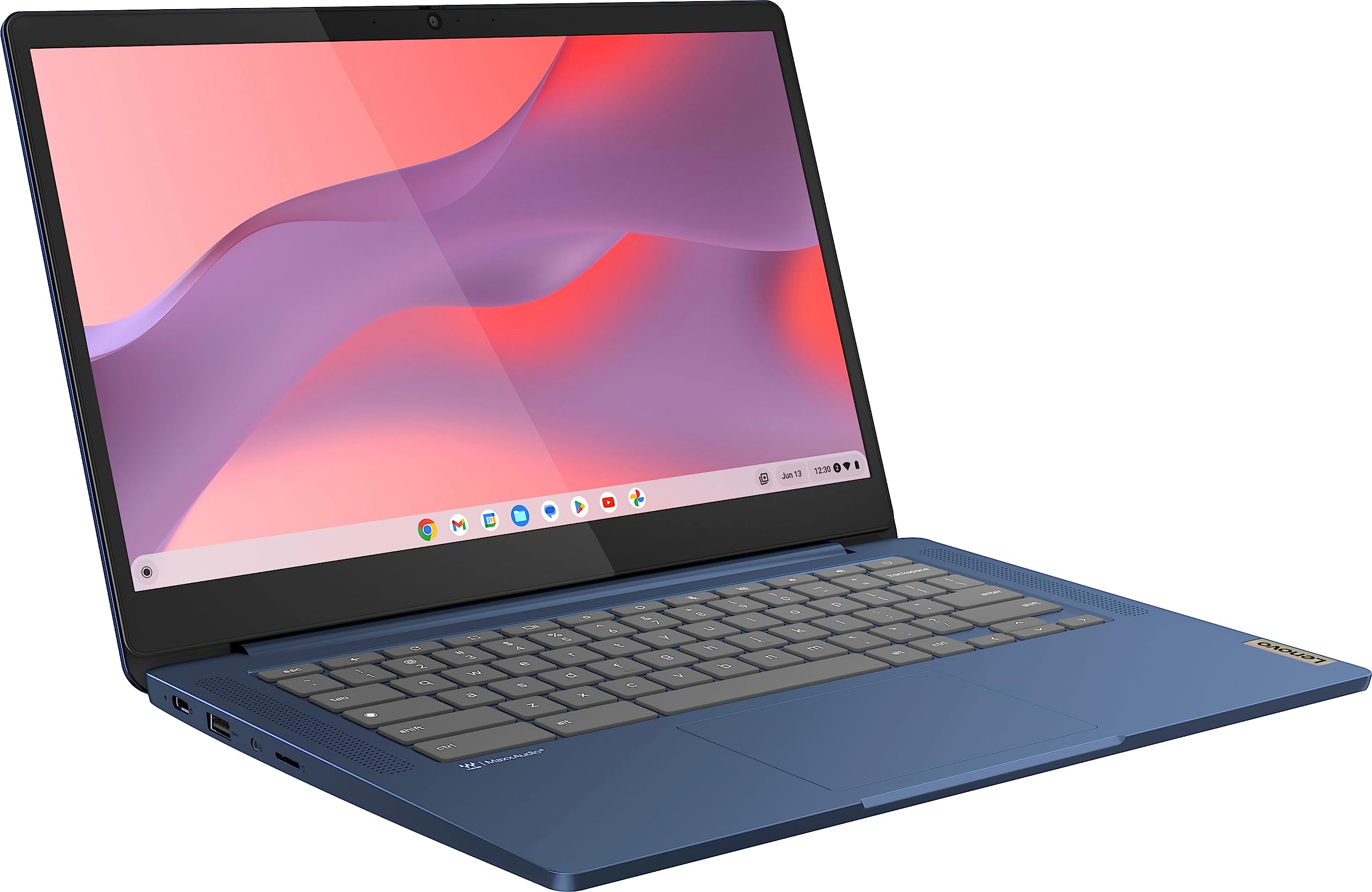 Lenovo Flagship Chromebook 14 side ports enable easy connectivity for accessories.