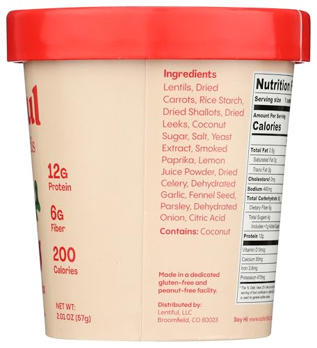 Lentiful Instant Lentils Mirepoix packaging-back highlights clean ingredients for mindful meal planning.