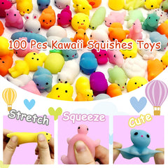 LENYOQIN Mochi squishies fruit vegetable figures, colorful shapes for exploration.
