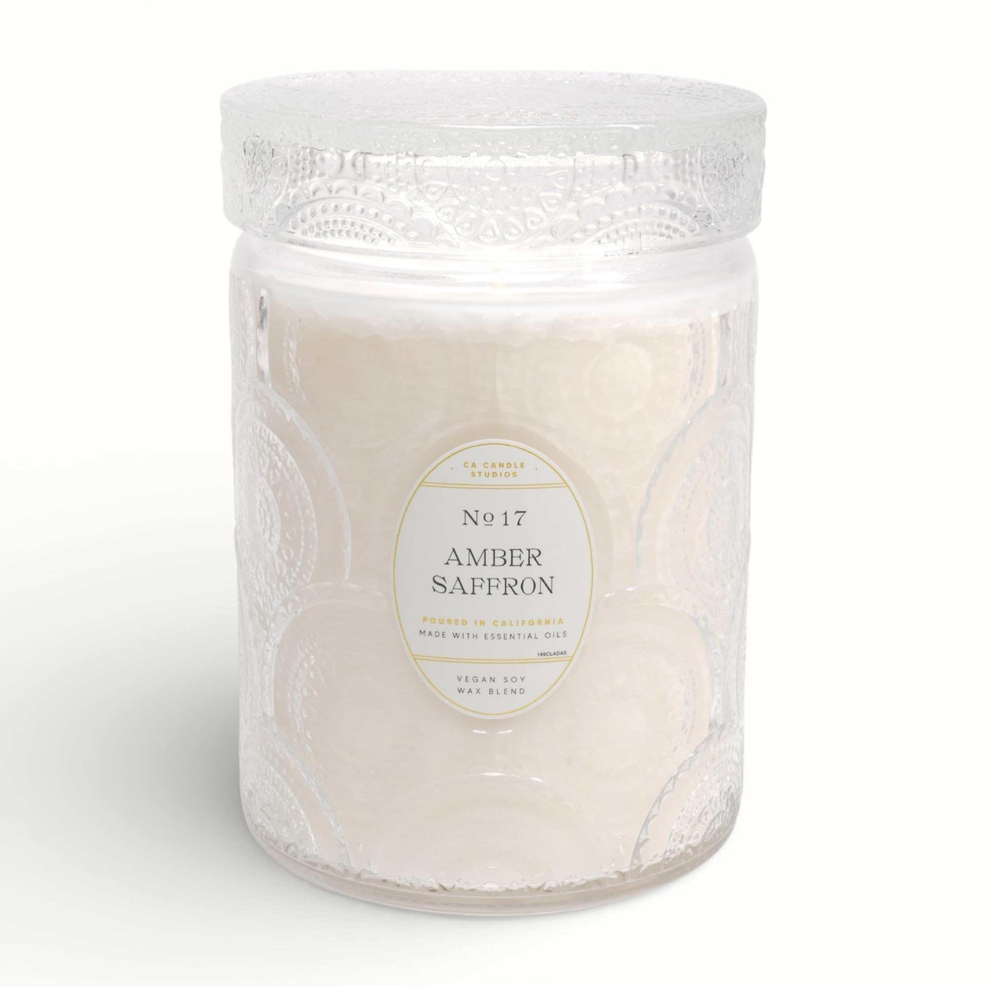 LEOBEN Amber Saffron candle with natural soy wax, clean burn.