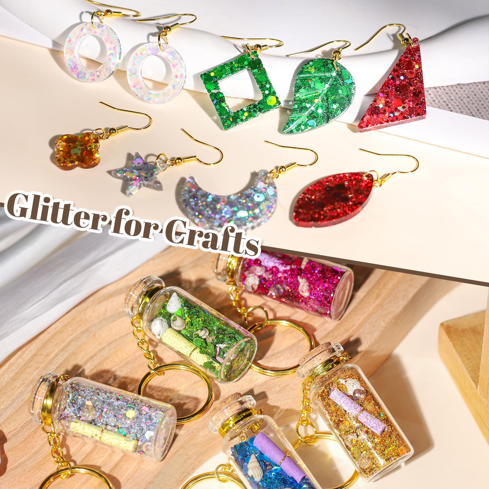 LEOBRO glitter 24 jars crafts and tumblers with shimmering accents