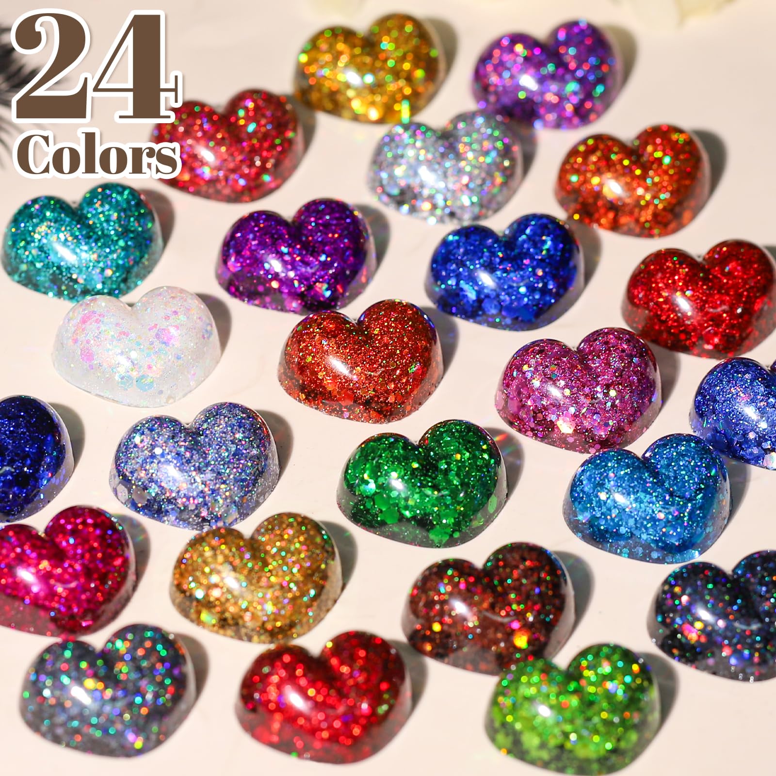 LEOBRO glitter 24 jars different sizes hex for depth and shine