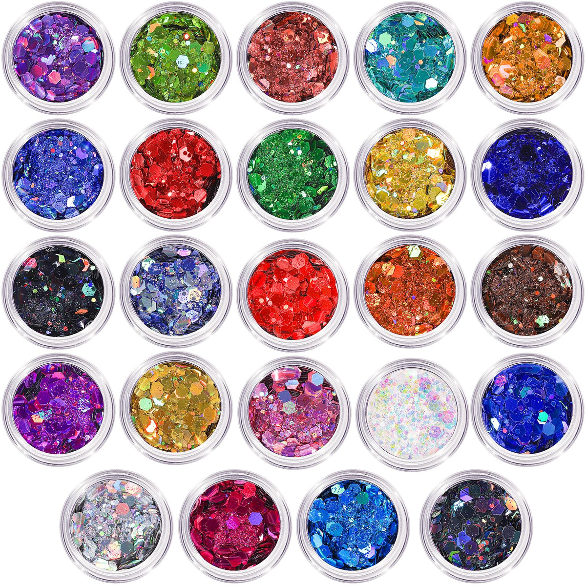 LEOBRO glitter 24 jars holographic multi-color for resin art sparkle