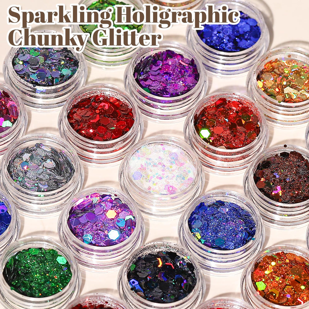 LEOBRO glitter 24 jars nail glitter for dazzling designs