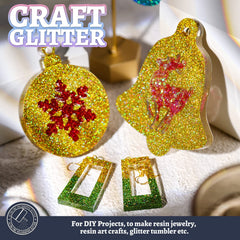 LEOBRO Gold Glitter resin project ideas for tumblers, jewelry, and decorations