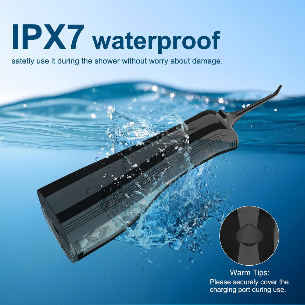 IPX7 waterproof Leominor Water Flosser designed for shower use.