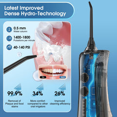 Compact charging setup for Leominor Water Flosser during travel.
