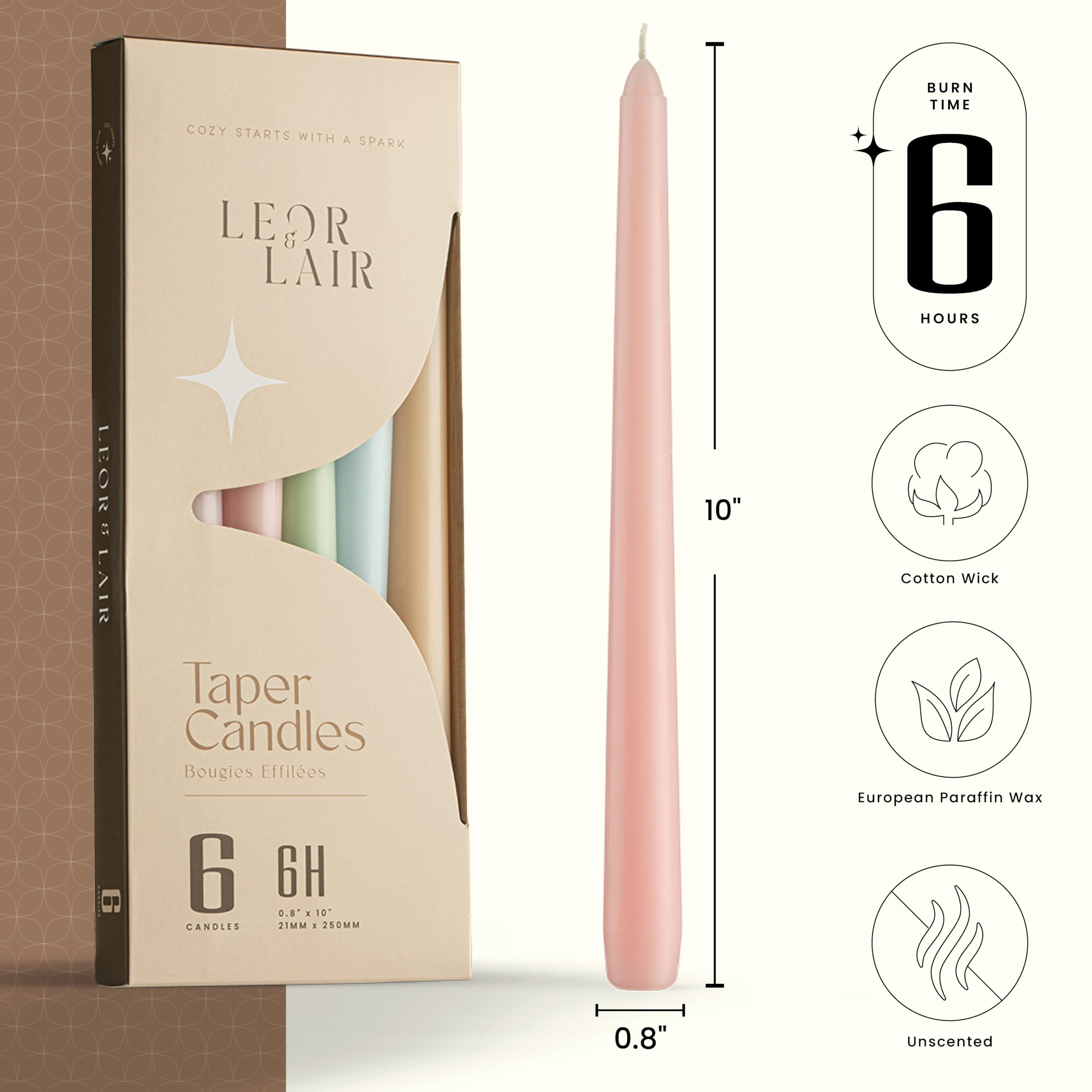 Leor & Lair pastel taper candle in purple creates elegant wedding centerpiece glow.