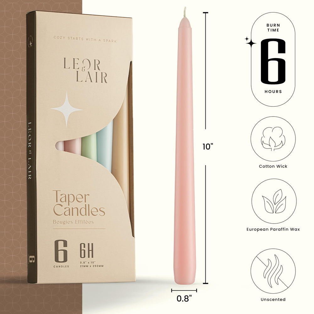 Leor & Lair pastel taper candle in purple creates elegant wedding centerpiece glow.