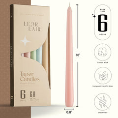 Leor & Lair pastel taper candle in purple creates elegant wedding centerpiece glow.