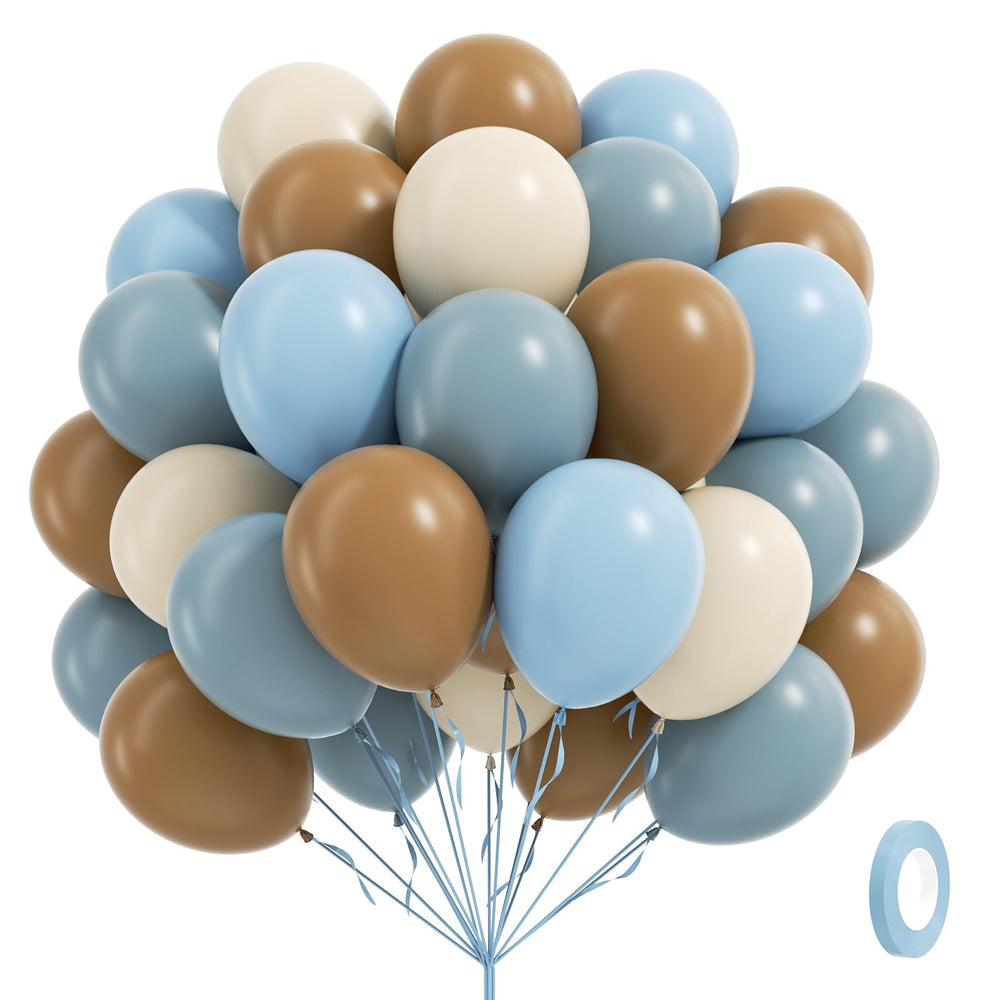 Leraqertra 60pcs blue and brown balloon kit ready for versatile gender reveal decor