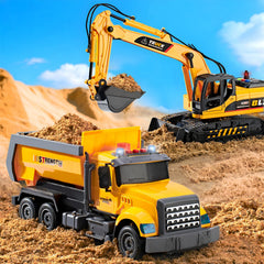 LerBao dump truck with air lift, lights, and sounds for hands-on construction.