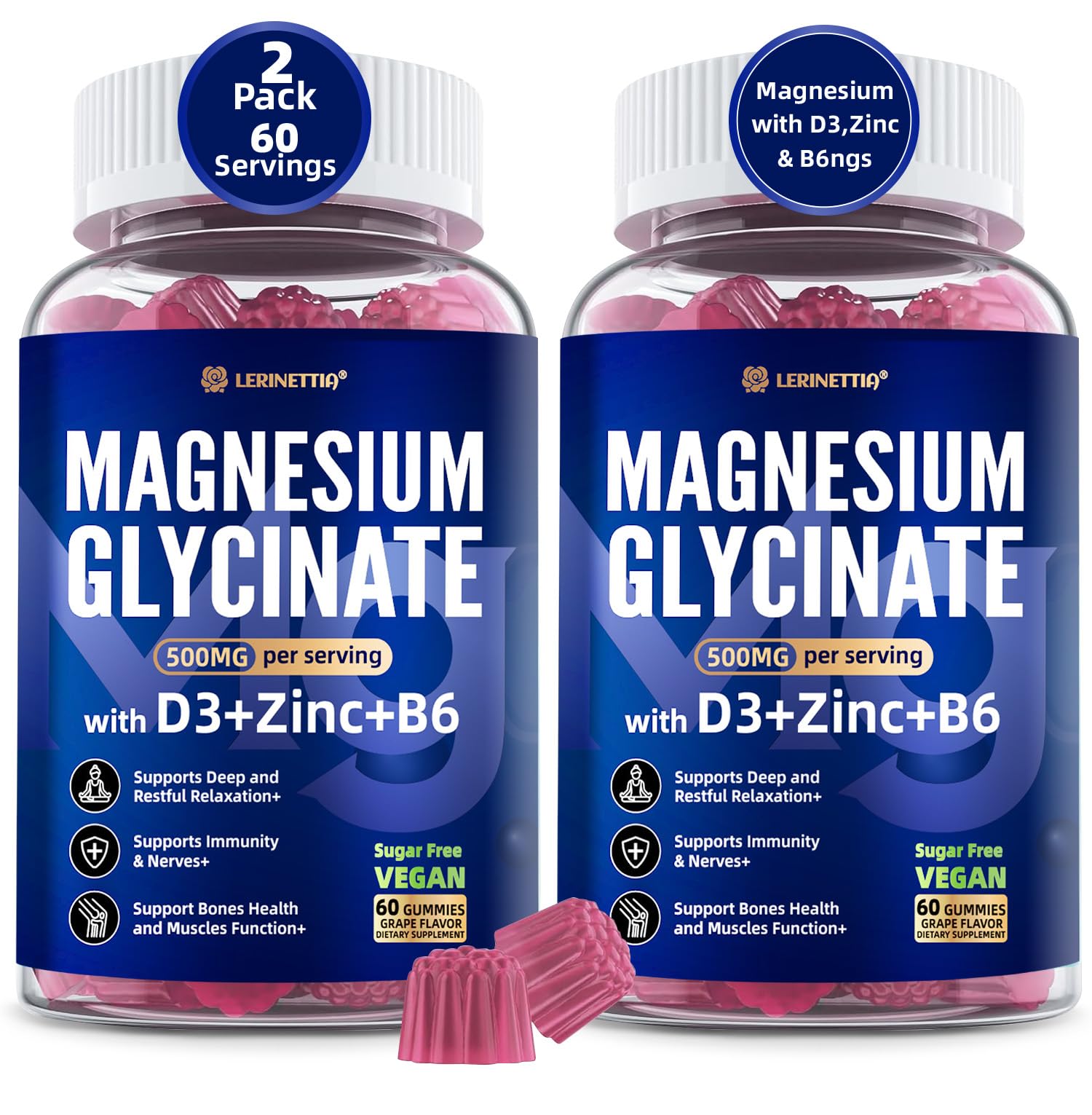Lerinettia Magnesium Glycinate bottle for daily relaxation support