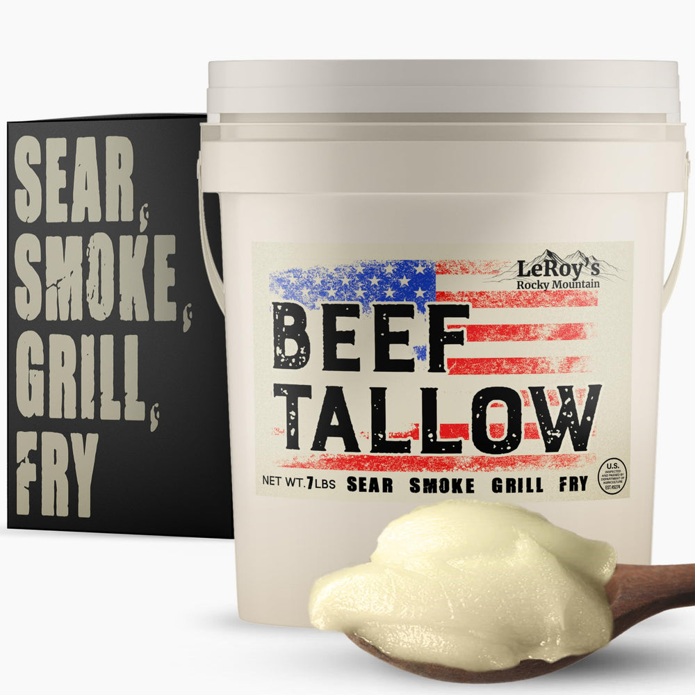 LeRoy’s Rocky Mountain Beef Tallow 7-lb bucket for versatile cooking
