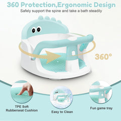 Lerrutue green bath seat-dinosaur design adds playful appeal for calm bath time.