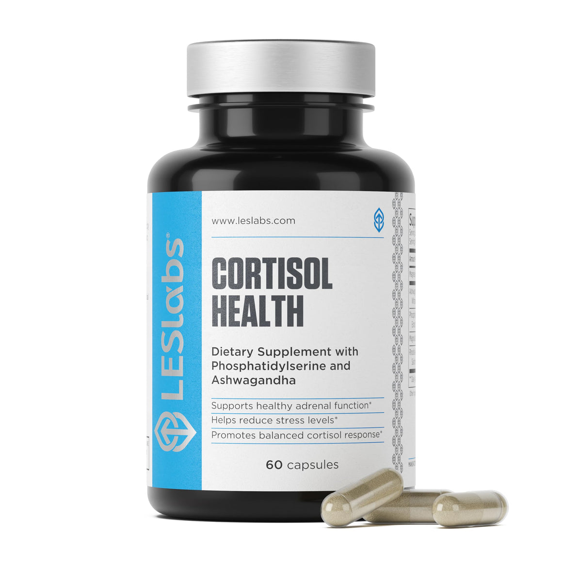 LES Labs Cortisol Health bottle pour for a calm, balanced daily routine.