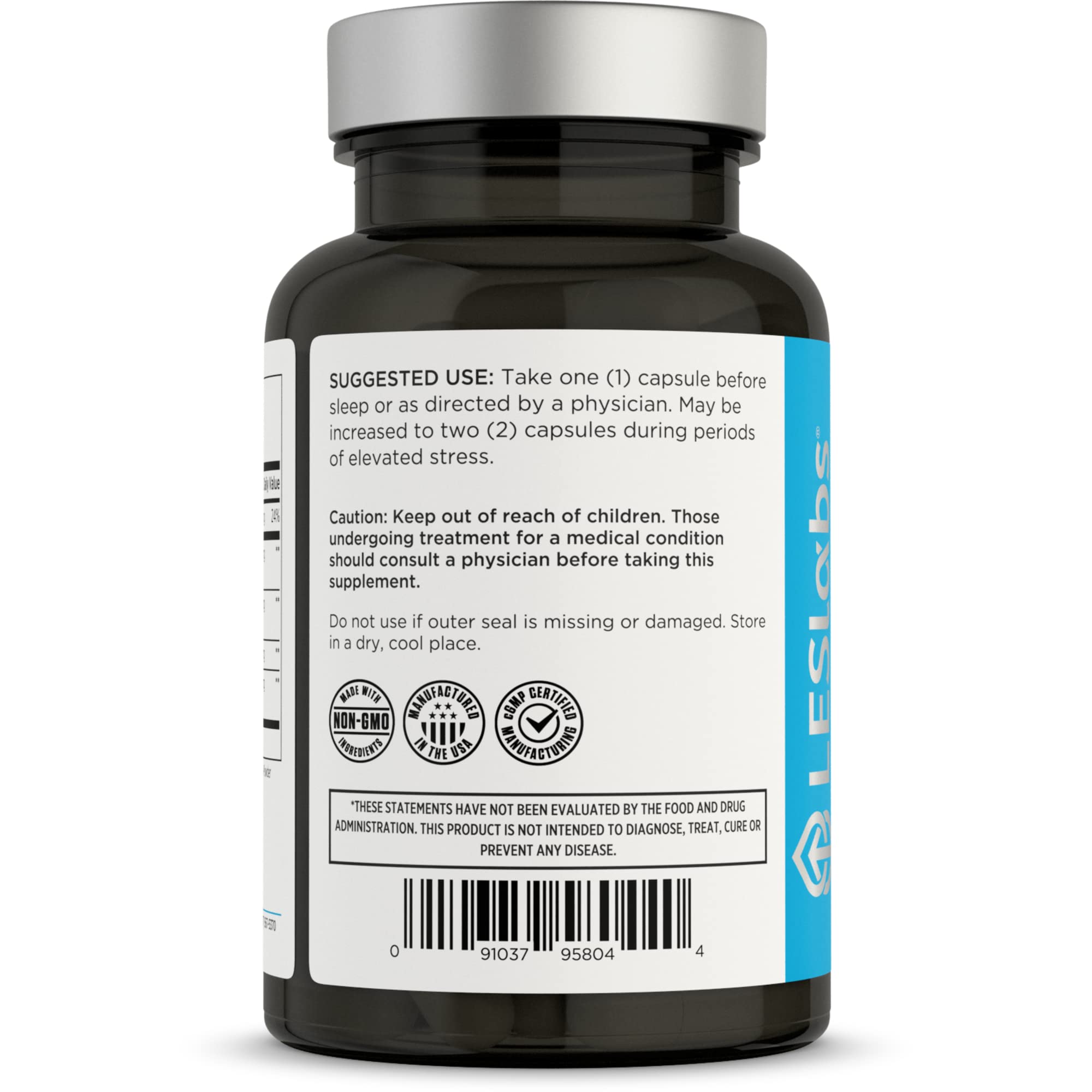 LES Labs Cortisol Health ingredients label highlights phosphatidylserine and magnesium.