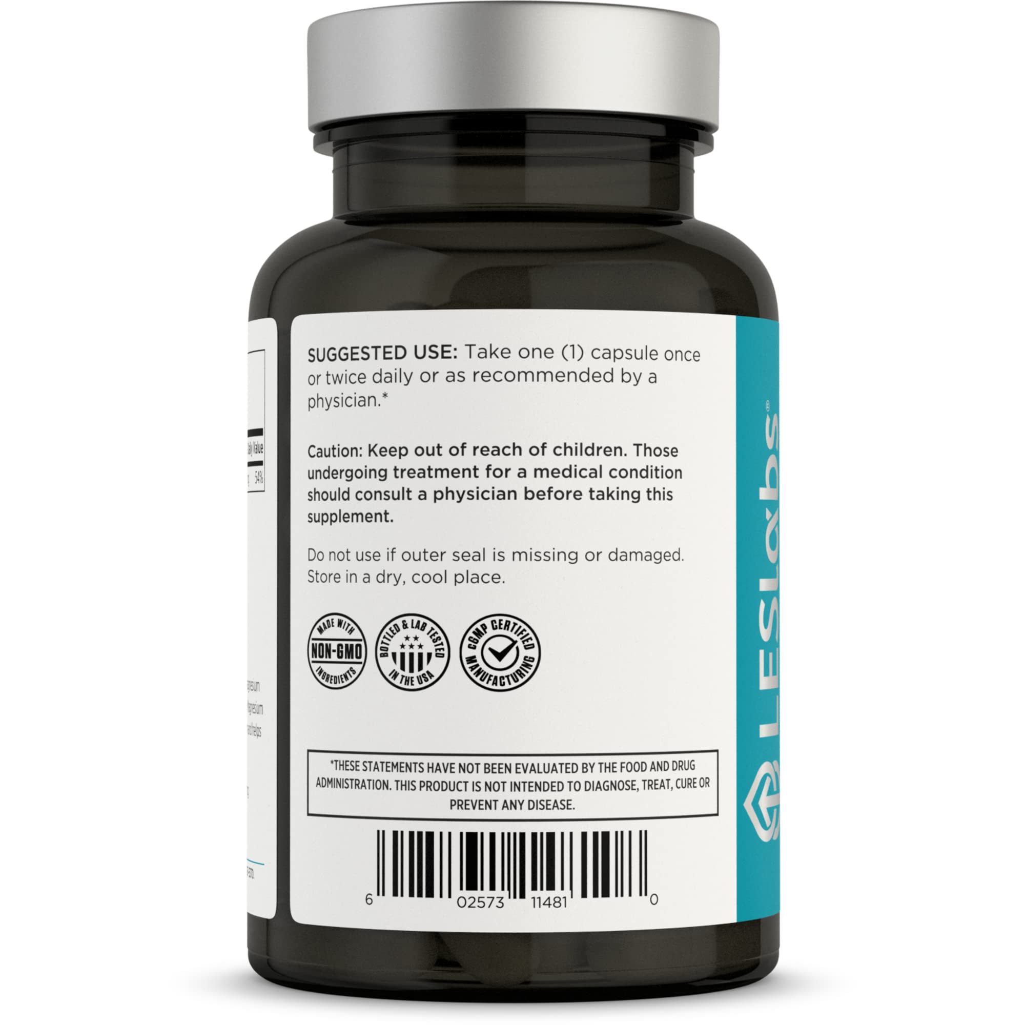 LES Labs Magnesium Citrate capsules poured into a spoon for daily use.