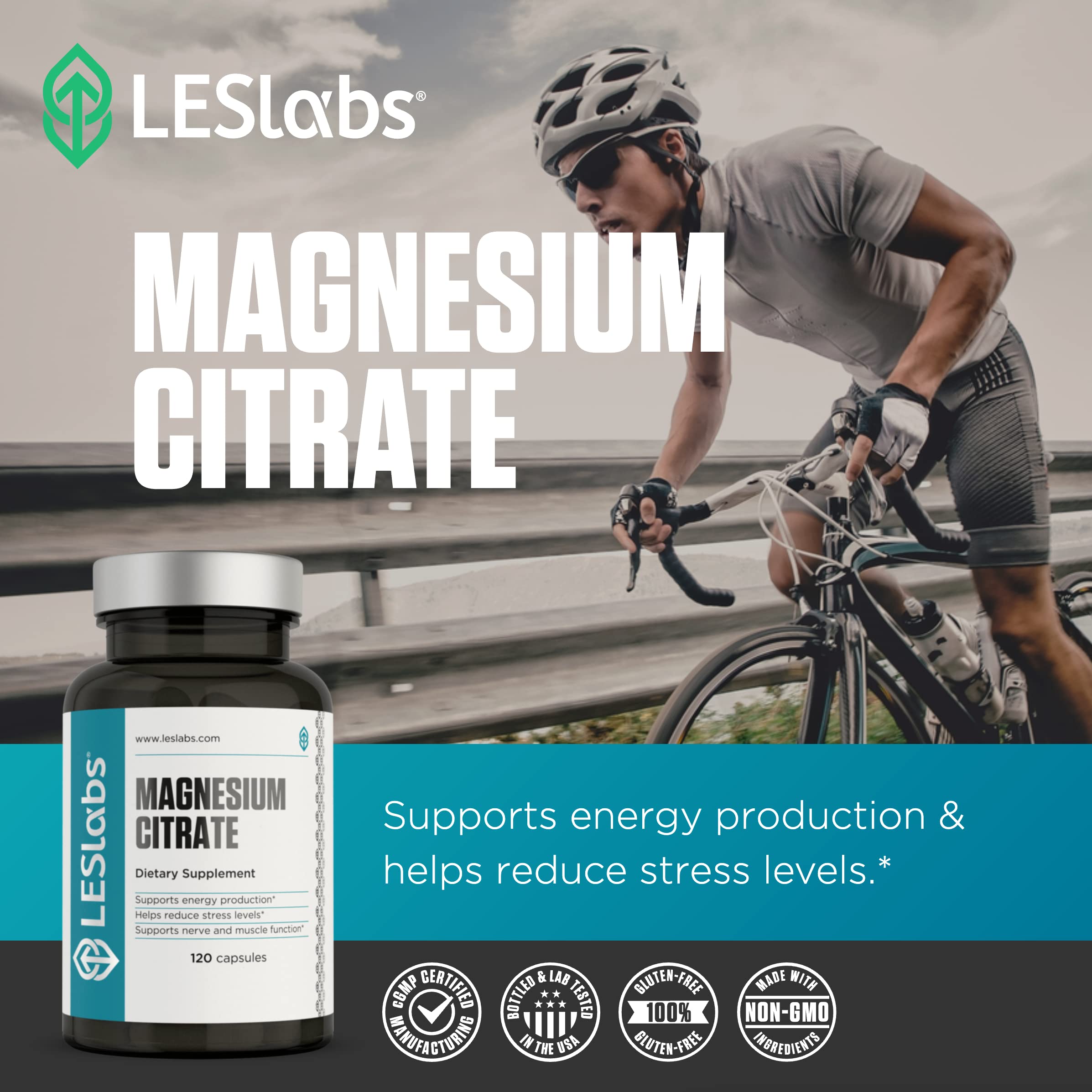 LES Labs Magnesium Citrate dosage information implies energy production support.