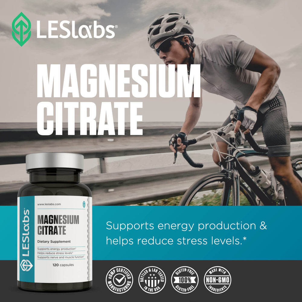 LES Labs Magnesium Citrate dosage information implies energy production support.