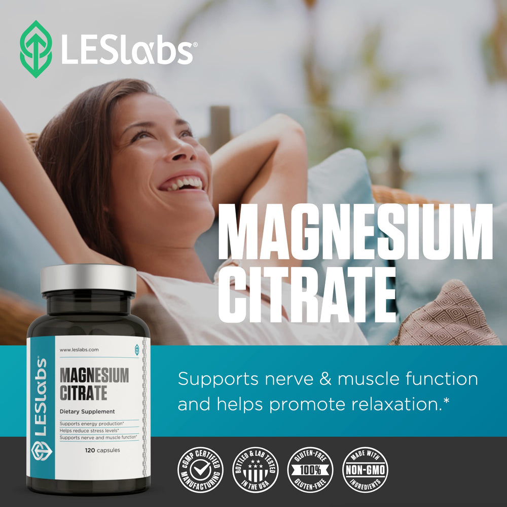 LES Labs Magnesium Citrate USA-made seal indicates quality and trusted sourcing.