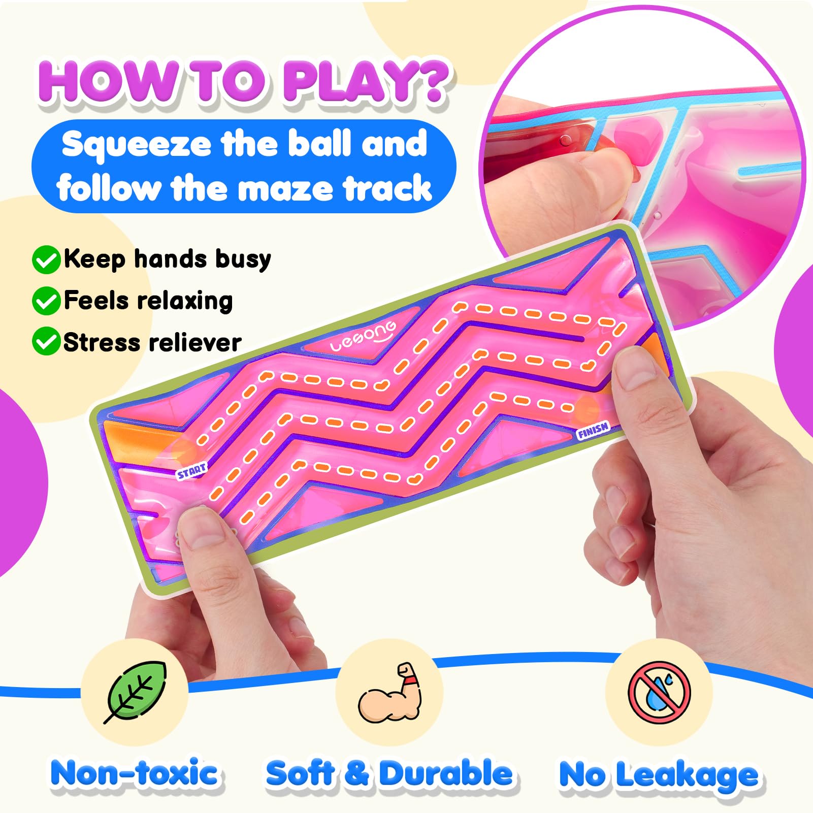 LESONG gel-filled tubes sensory toy for quiet play in classrooms and offices