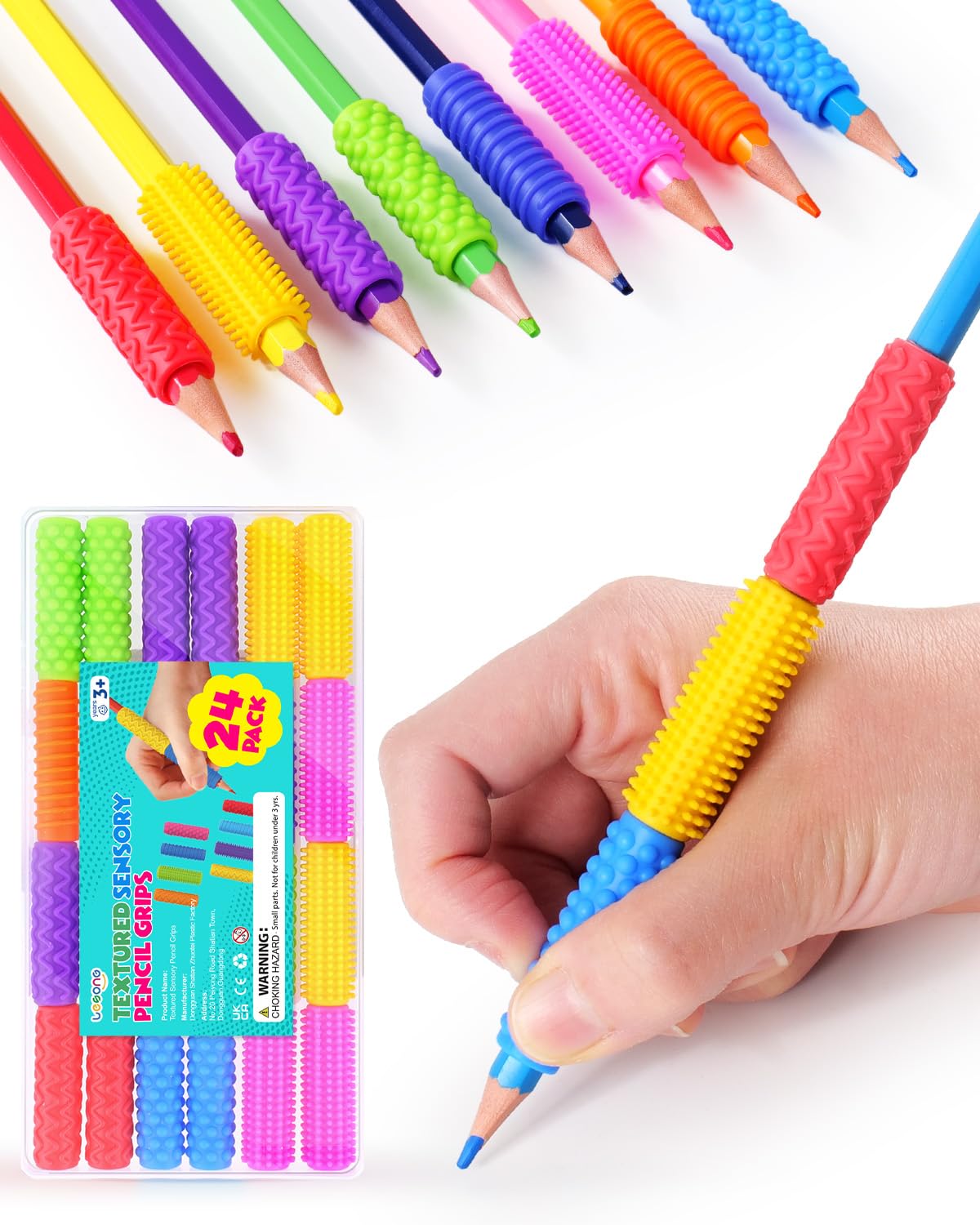 LESONG sensory pencil grips pack with vibrant textures for calming focus