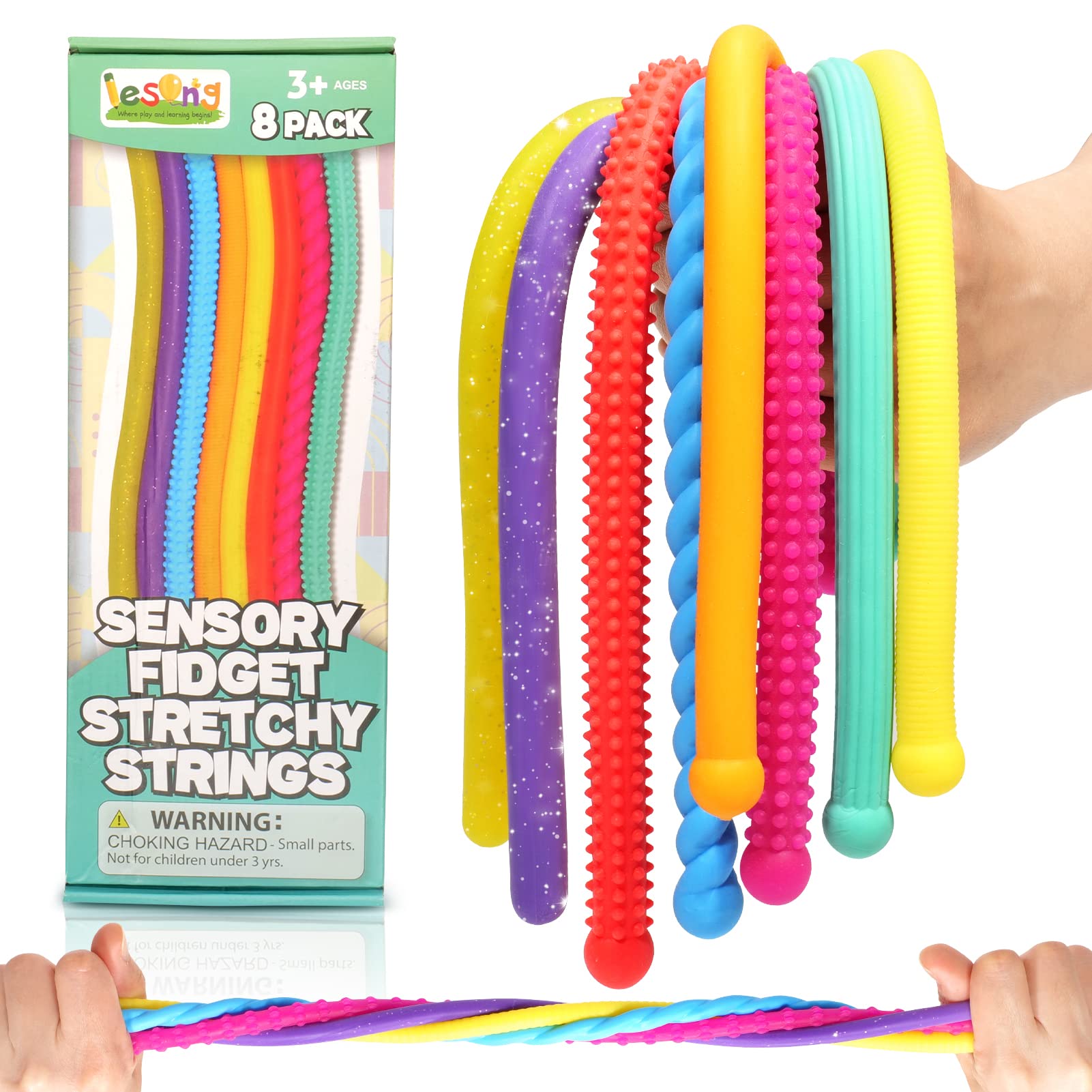 Lesong sensory toys featuring glow-in-the-dark stretchy strings for focused play