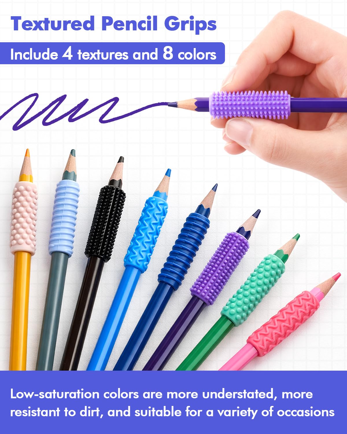 LESONG silicone pencil grips close-up showing texture 1 for tactile feedback