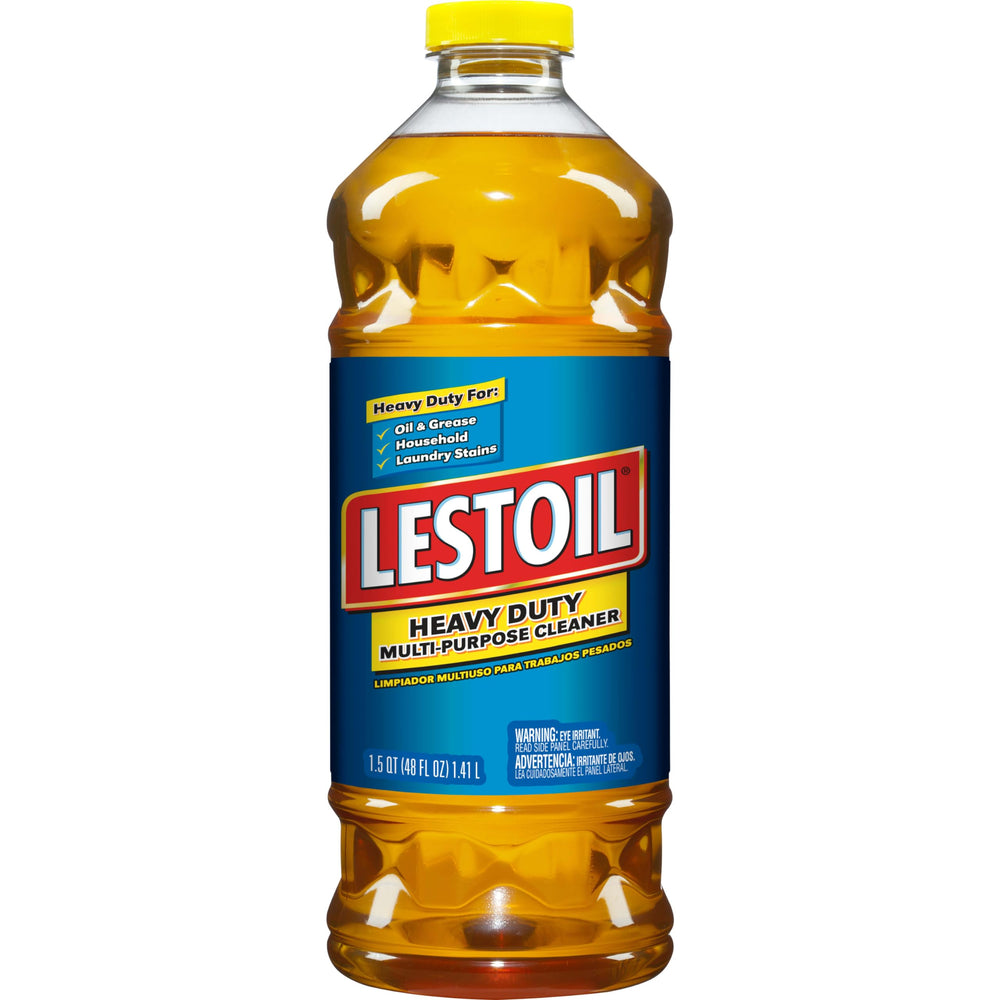 Lestoil heavy duty cleaner amber bottle for tough stains on multiple surfaces.