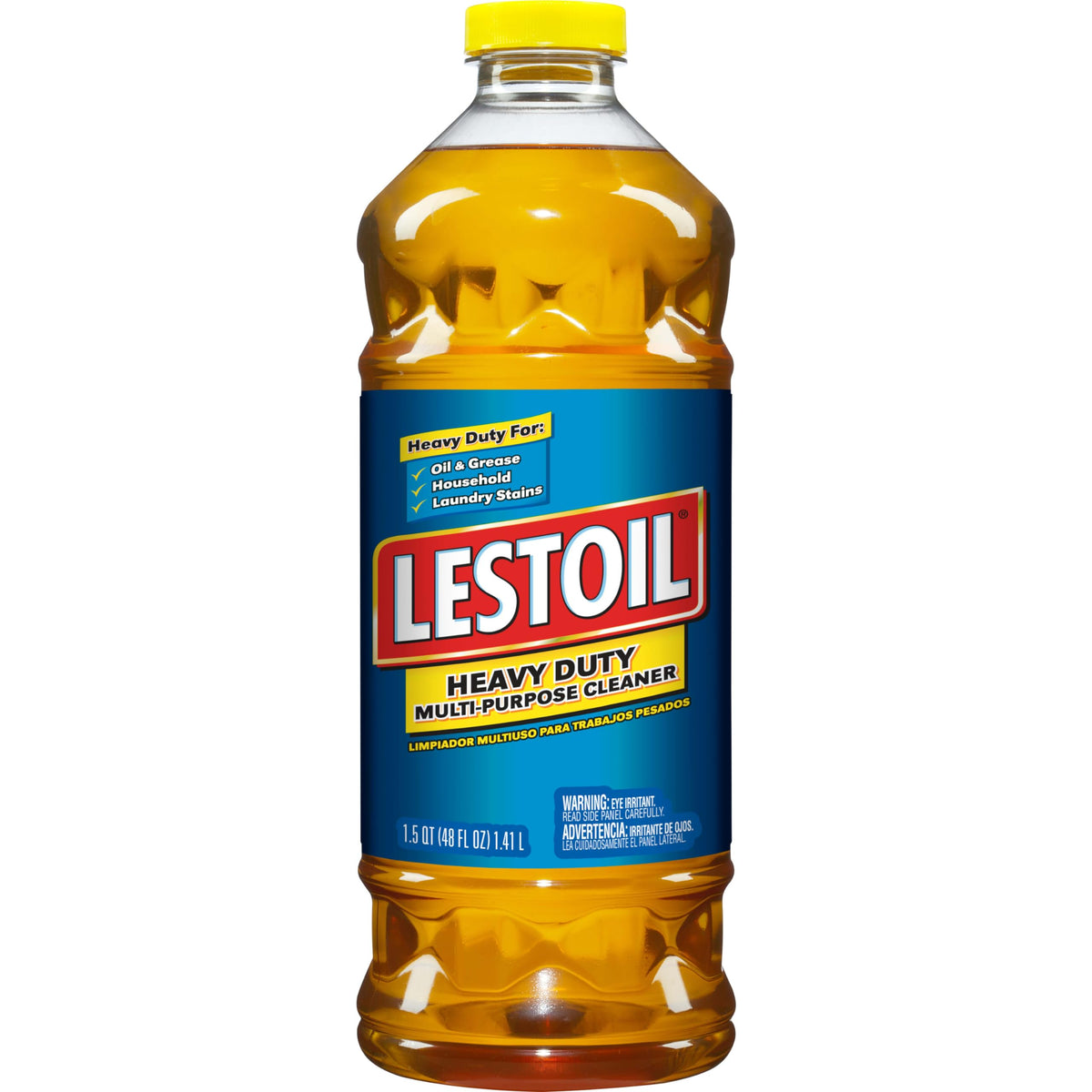 Lestoil heavy duty cleaner amber bottle for tough stains on multiple surfaces.