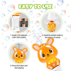 Bubble solution packs included for extended play and easy refills.