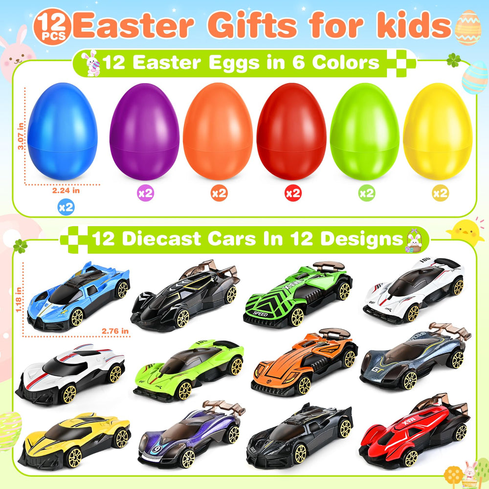 Diecast cars move smoothly, offering endless race play after opening each egg.