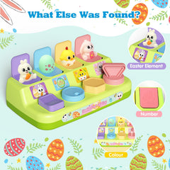 Letapapa pop-up toy demonstrates open-close action for cause-and-effect play.